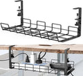 No Drill Under Desk Cable Management Tray, Desk Wire Management Cable Tray by Tyrkuiy