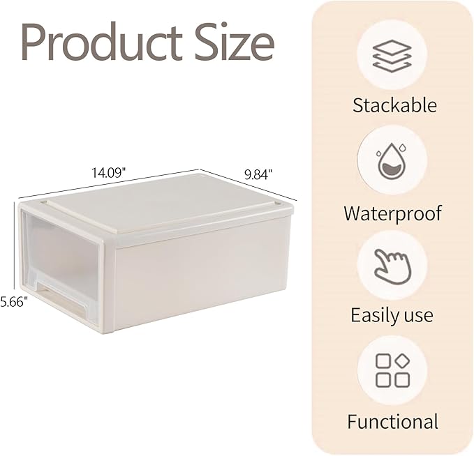 Buyitt 12 Quart Desktop Drawer Storage Unit, Plastic Stackable Storage Drawer - Image 3