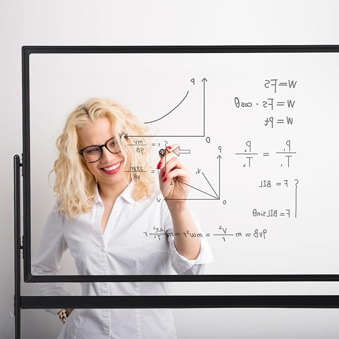Mobile Clear Glass Whiteboard on Wheels - Image 2