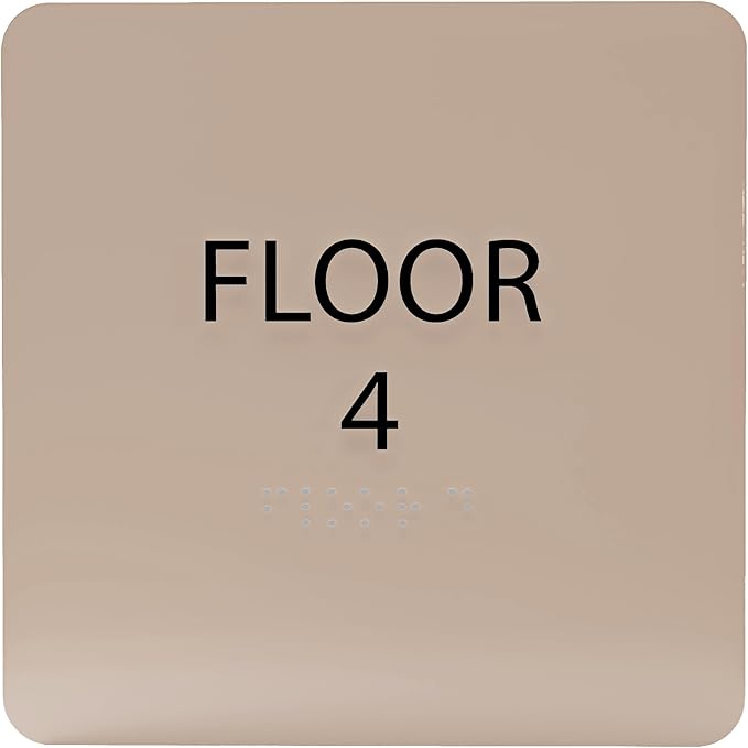 Khaki w/Black ADA Floor 4 Sign by ADACentralSigns