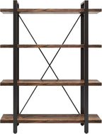4 Tier Bookshelf Solid Wood Bookcase and Book Shelves Wood and Metal Shelving - Image 6
