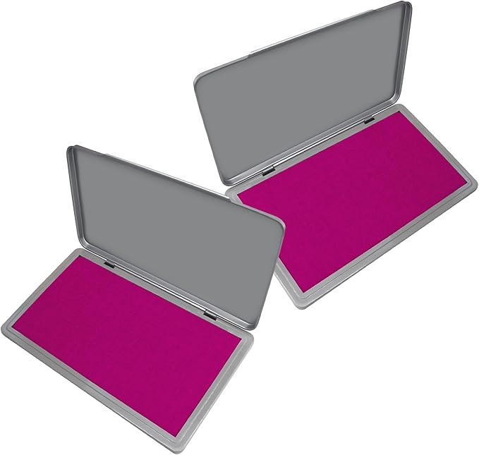 2 Pack Metal Case Stamp Pad Large Size, Magenta Purple Color by ZIGEL