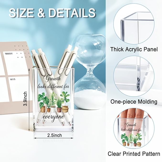 QYUVK Growth Looks Different for Everyone Acrylic Cosmetic Pencil Holder Cup - Image 2