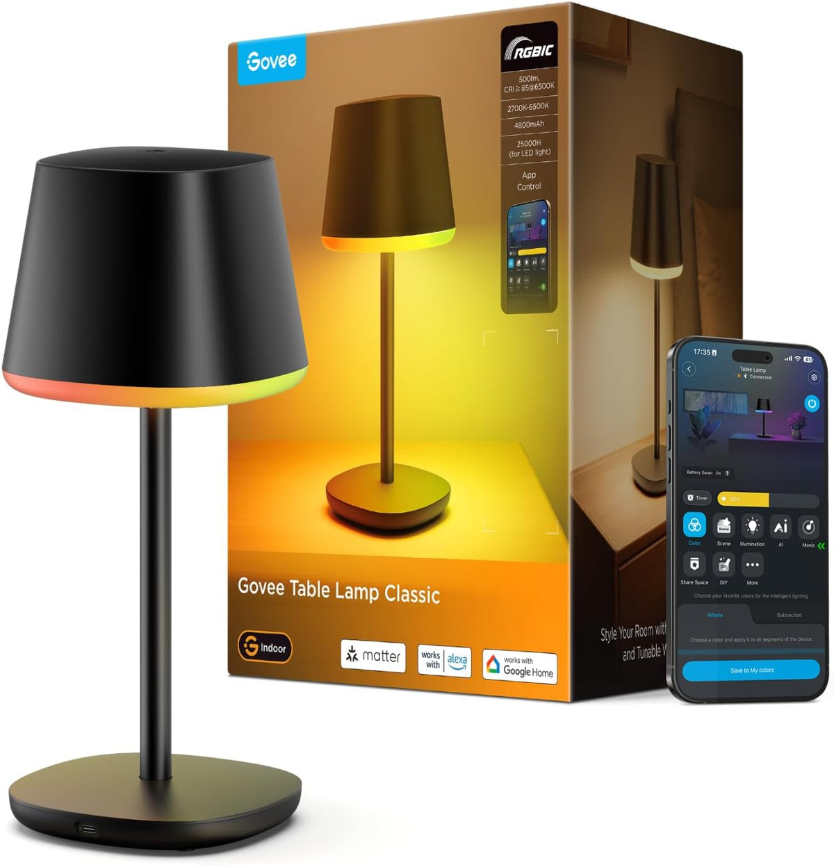 govee smart cordless table lamp classic (no adapter), main product view