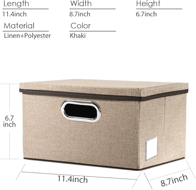 PRANDOM Storage Bins with Lids Jute Fabric Foldable Storage Boxes Organizer - Image 3