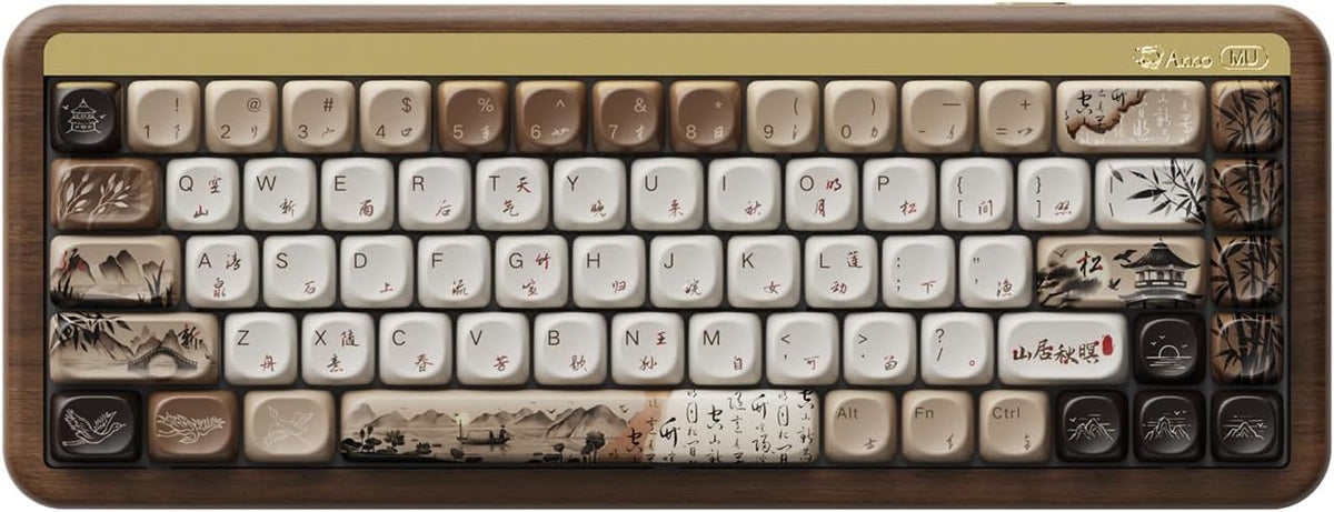 Akko Mechanical Gaming Keyboard with Walnut Wooden Case, MU01 Mountain Seclus...