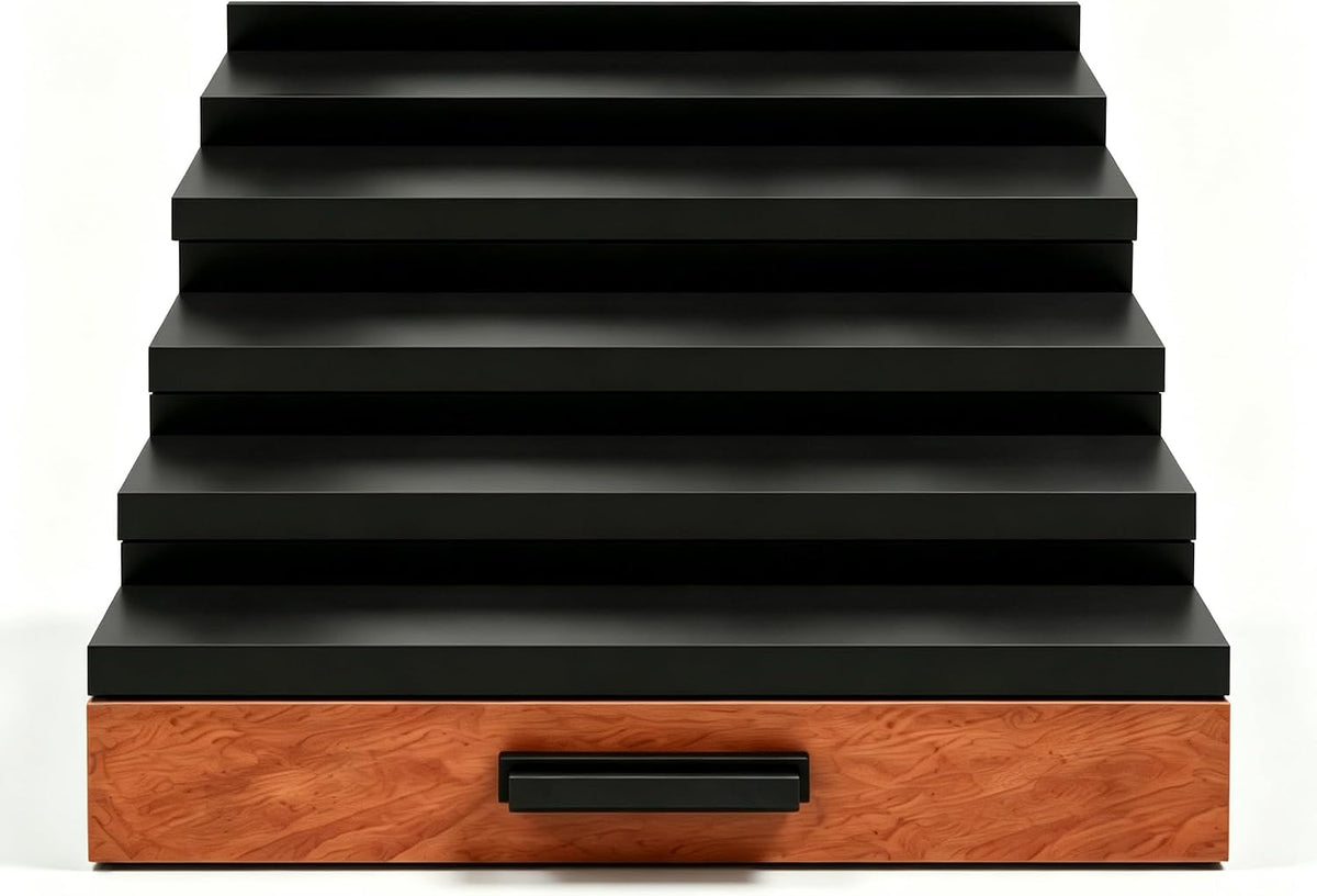 Beautiful Gift Bamboo Cologne Organizer 5-Tier:Hidden Storage Drawer