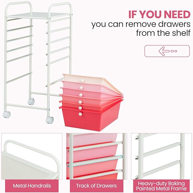 Giantex 6 Storage Drawer Cart Rolling Organizer Cart - Image 6