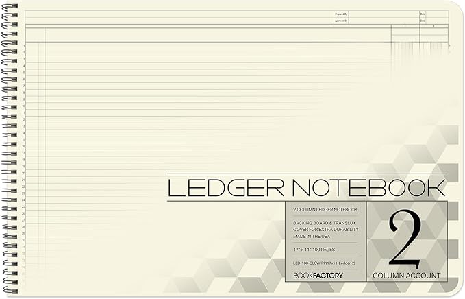 BookFactory Accounting Ledger Notebook/Large 2 Column Accounting Ledger by BookFactory