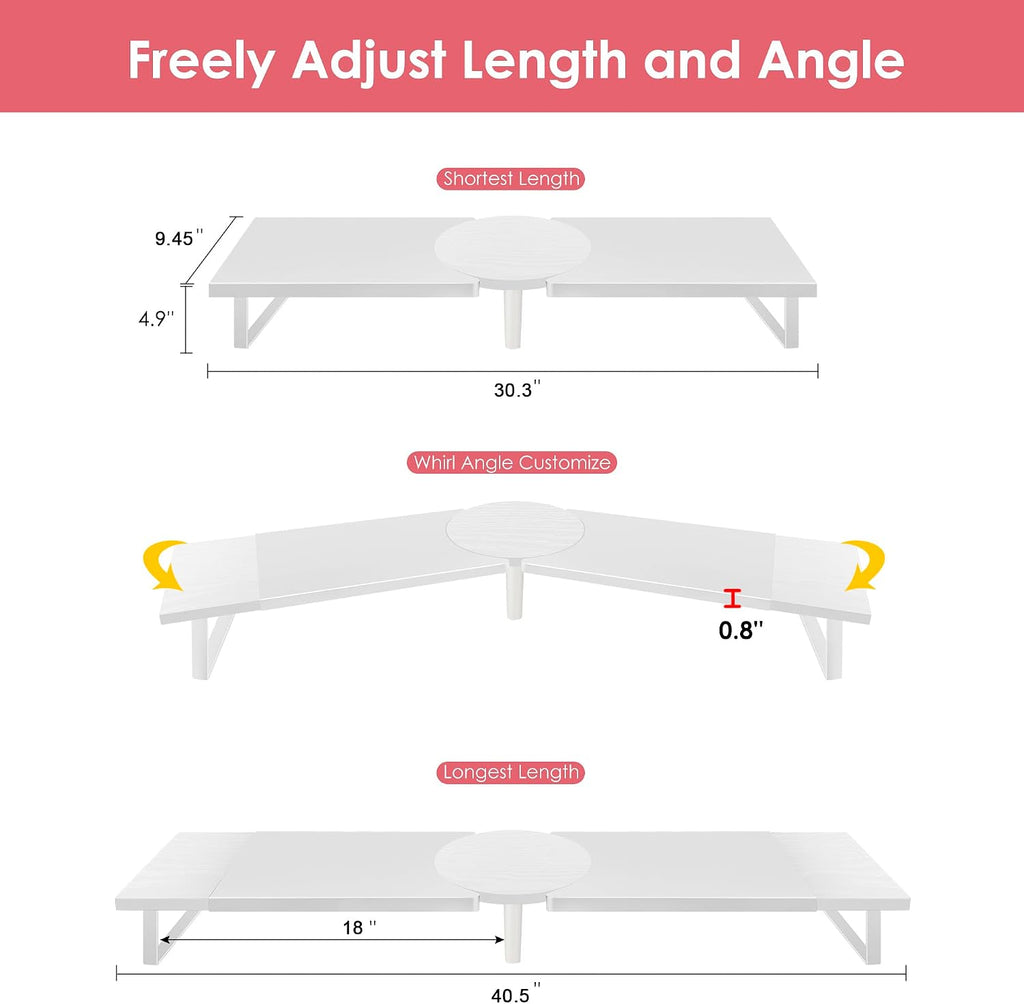 across-star dual-monitor stand for desk - large adjustable, close-up detail
