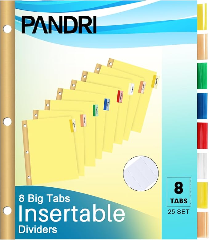 Binder Divider, PANDRI 200 Pack Binder Index Dividers by PANDRI