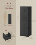 vasagle 4 drawer file cabinet with locks, for, close-up detail