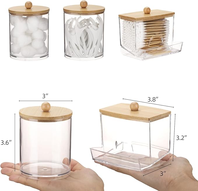 Tbestmax Qtips Dispenser Bathroom Container, 10/12 oz Cotton Ball Holder - Image 3