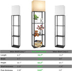 RUNTOP Plus Floor Lamp with Shelves, Shelf Lamp with 15W LED Bulb, 3 Colors - Image 3