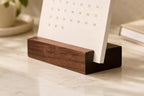 (2 Pack) Wood Calendar Stands - Desk Calendar Base - Wooden Block - Monthly Desk Card Refill Holder - Office Home Gift Decor (Black Walnut Wood)