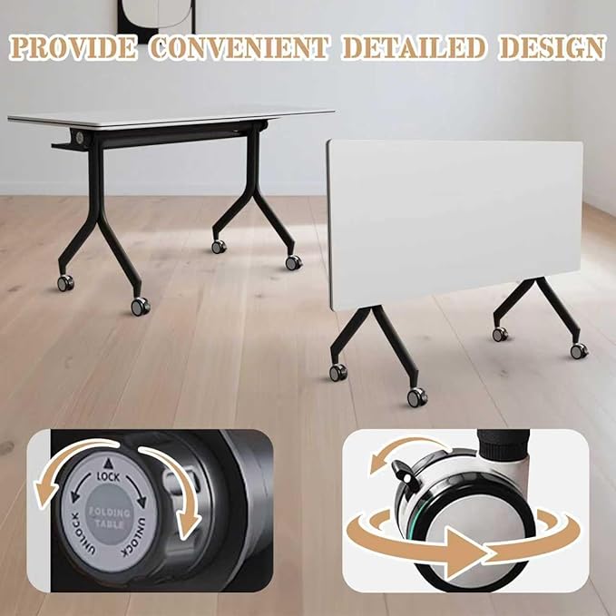 Goakwwuz Conference Room Table, Folding Conference Tables, Thicken Grey Tabletop - Image 4