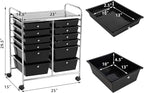 LDAILY 12 Drawer Rolling Storage Cart, Craft Cart Organizer on Wheels w/Metal - Image 3