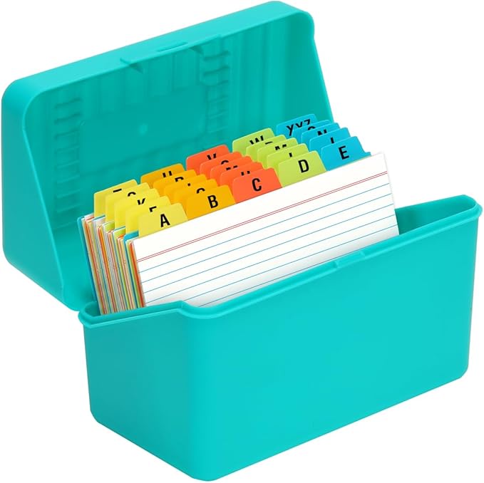 H4D 4x6 Index Card Holder with 100 Heavyweight Ruled Index Cards and 25 Plastic by H4D
