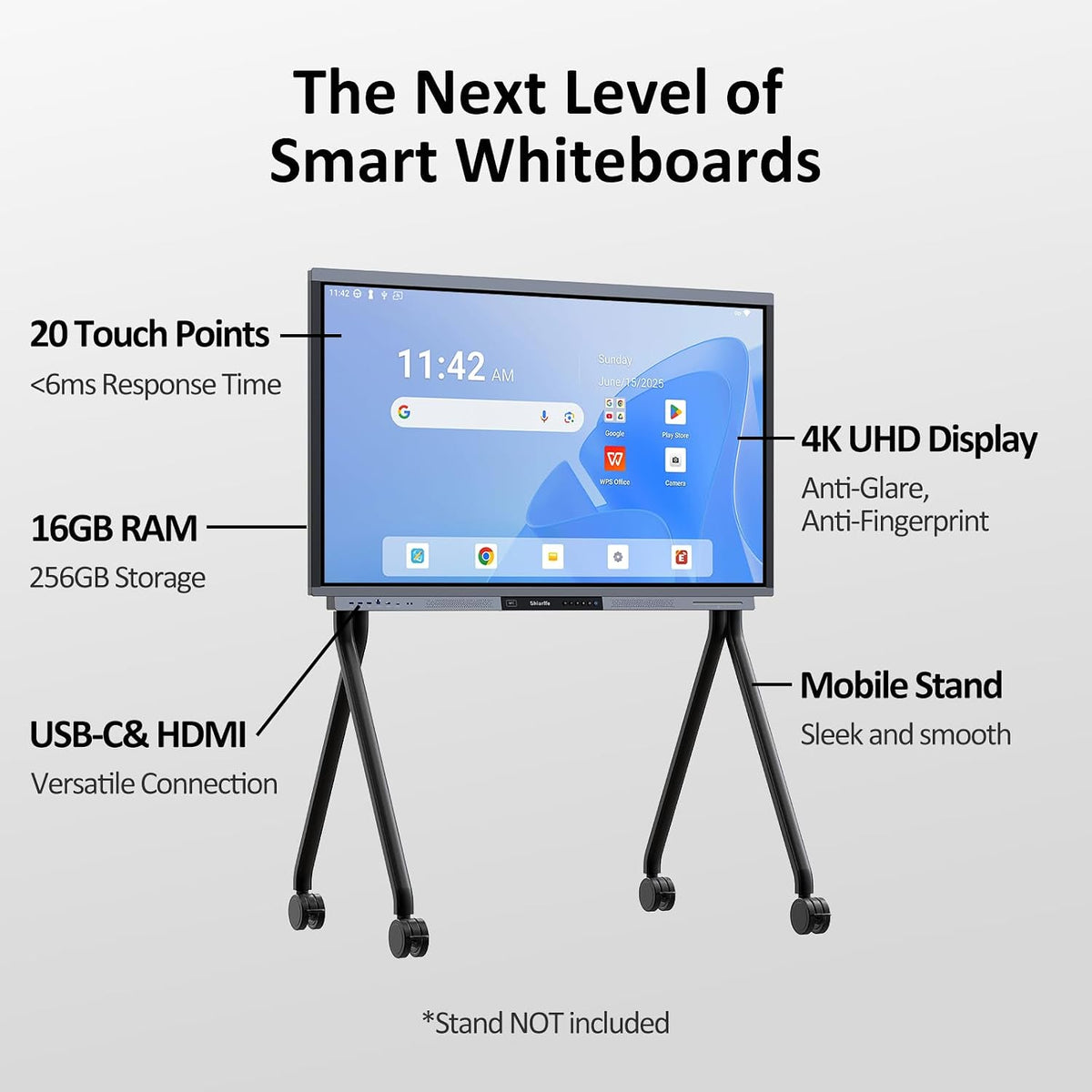Shiarffe R9 55" Smart Board 16GB+256GB, Built-in 50MP AI Camera
