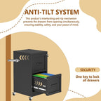 2 drawer rolling metal file cabinet with lock,narrow, front angle view