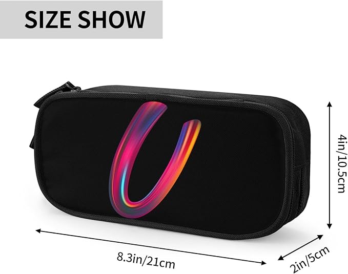 Cute Initial Pencil Case for Kids Students, Large Capacity Pencil Pouch for - Image 2
