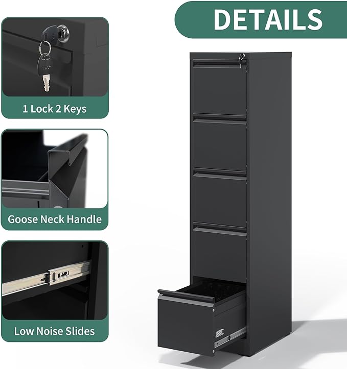 FLIXELIO 5 Drawer File Cabinet - Image 5