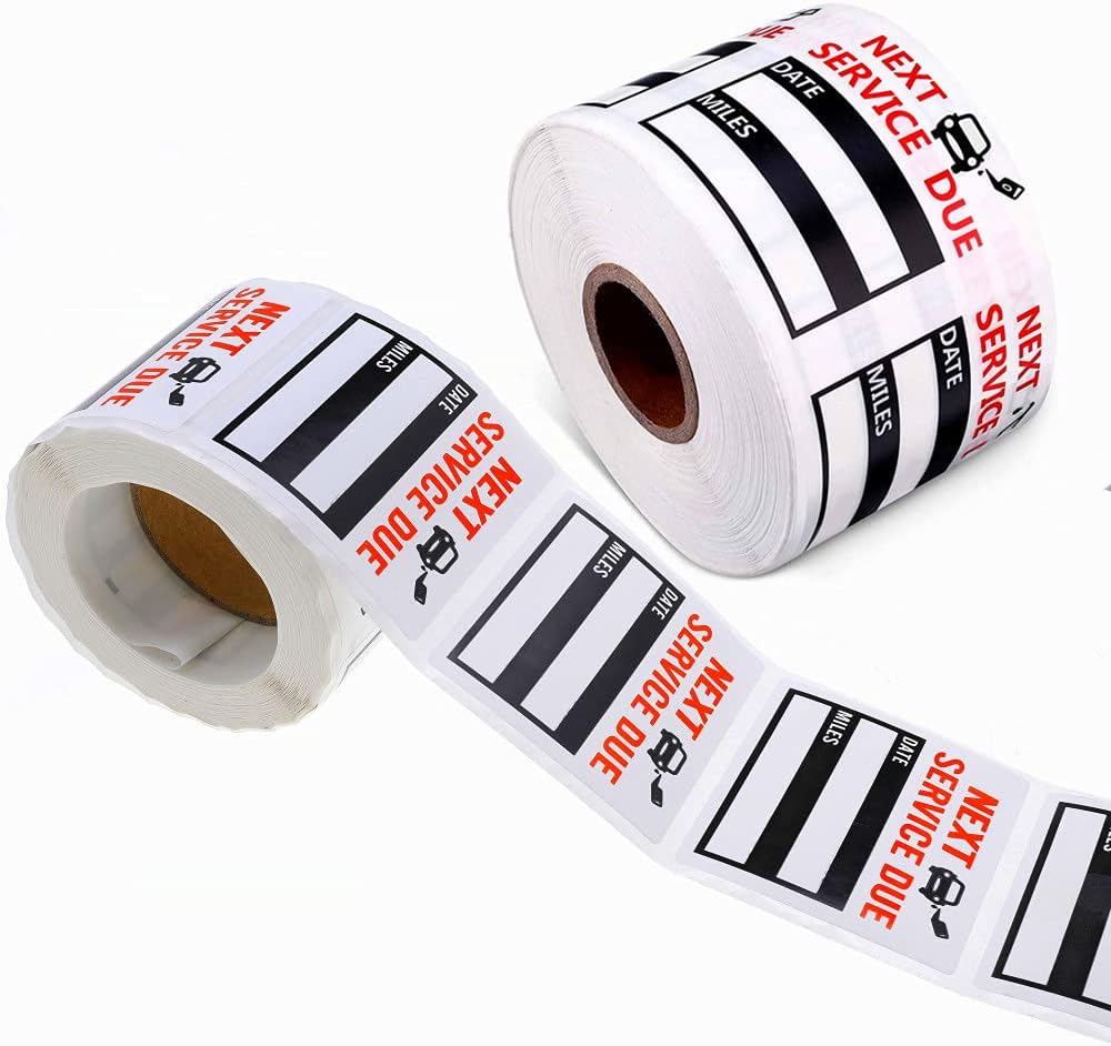 Oil Change Service Reminder Stickers - 300 Pcs 2x2 Black, Next Service Due Roll, Removable Vinyl Peel & Write, No Residue Car Sticker (1)