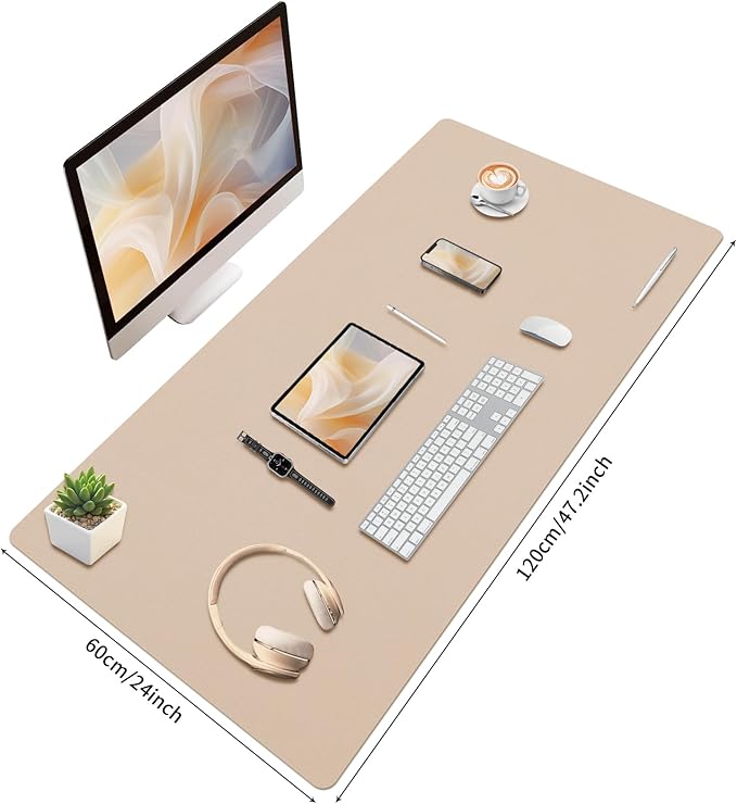 Bloss Extra Large Leather Desk Mat 47.2" x 24" Non-Slip Dressing Table Cover - Image 7