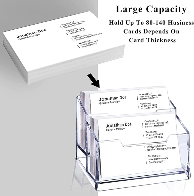Meschett 3 Pack Clear Acrylic Business Card Holder, 2 Tier Premium Acrylic - Image 3