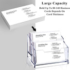 Meschett 3 Pack Clear Acrylic Business Card Holder, 2 Tier Premium Acrylic - Image 3