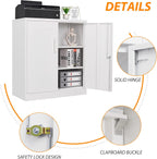 Metal Storage Cabinet, Lockable Steel Storage Cabinet with 2 Doors and Shelves, Metal Cabinet with Lock, Small Locking Cabinet for Home Office (White)