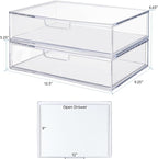 STORi STAX Plastic Stackable Organizer Drawers Clear | 12.5" Wide | Set - Image 3