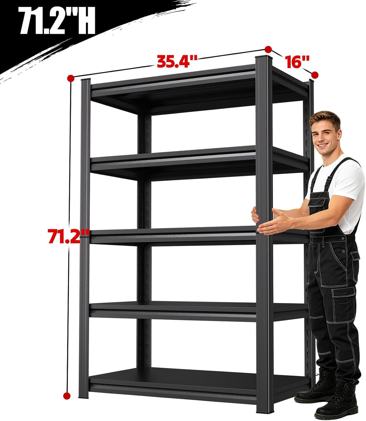 71.2*35.5 storage shelves, garage shelving,adjustable metal shelving unit shown in use