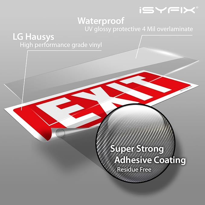 iSYFIX Exit Signs Stickers – 12 Pack 12x4 Inch – Premium Self-Adhesive Vinyl - Image 9
