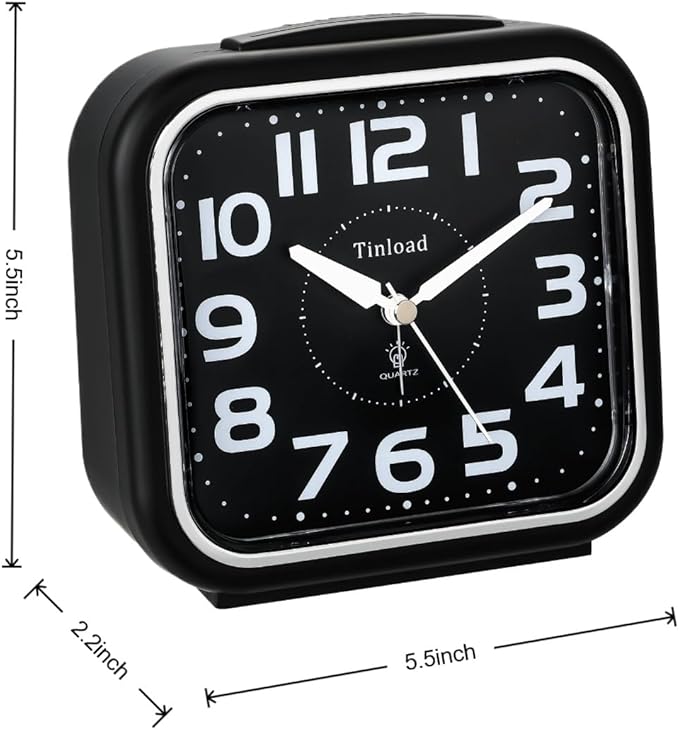 Tinload 5.5" Large Analog Alarm Clock Silent Non Ticking, Gentle Wake, Beep - Image 7
