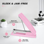 Stapler with 5000 Staples - 25 Sheet Capacity, Staplers for Desk, Pink | Non-Slip Office Stapler for classroom, home, School