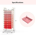 Giantex 10-Drawer Storage Cart w/Universal Wheel, Rolling Cart w/Handle - Image 3