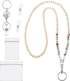 Teacher Lanyard with ID Holder Cute Wooden Beaded Lanyards by BESARME