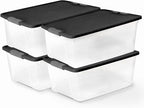 HOMZ 4-Pack Secure Latch, 15 Quart, and Office Organization by Homz