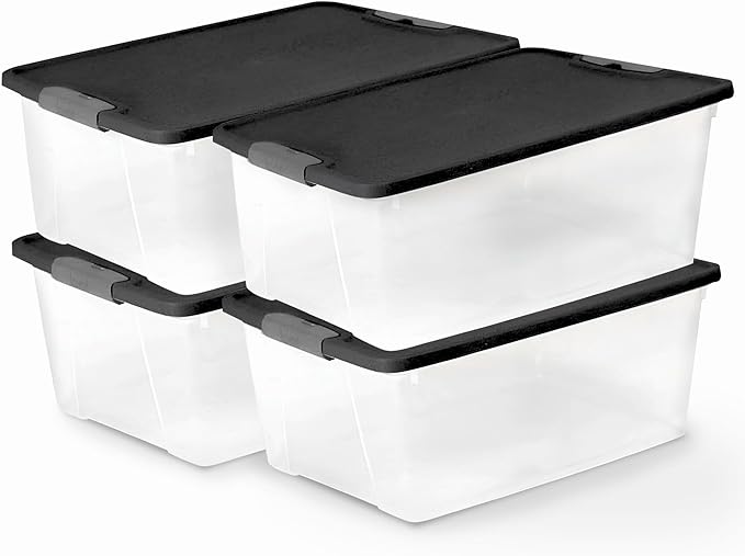 HOMZ 4-Pack Secure Latch, 15 Quart, and Office Organization by Homz
