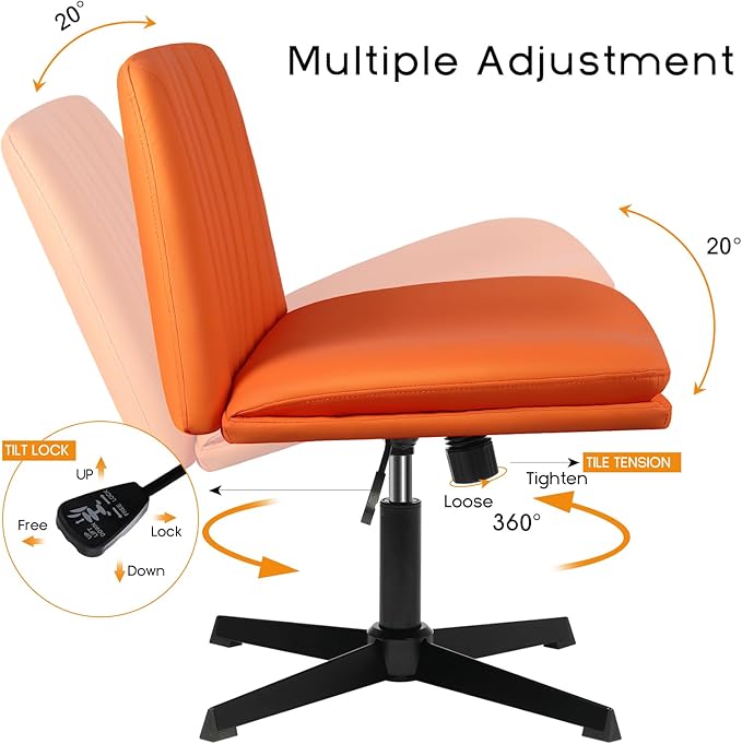 PUKAMI Criss Cross Legged Office Chair, Armless Office Desk Chair No Wheels - Image 7