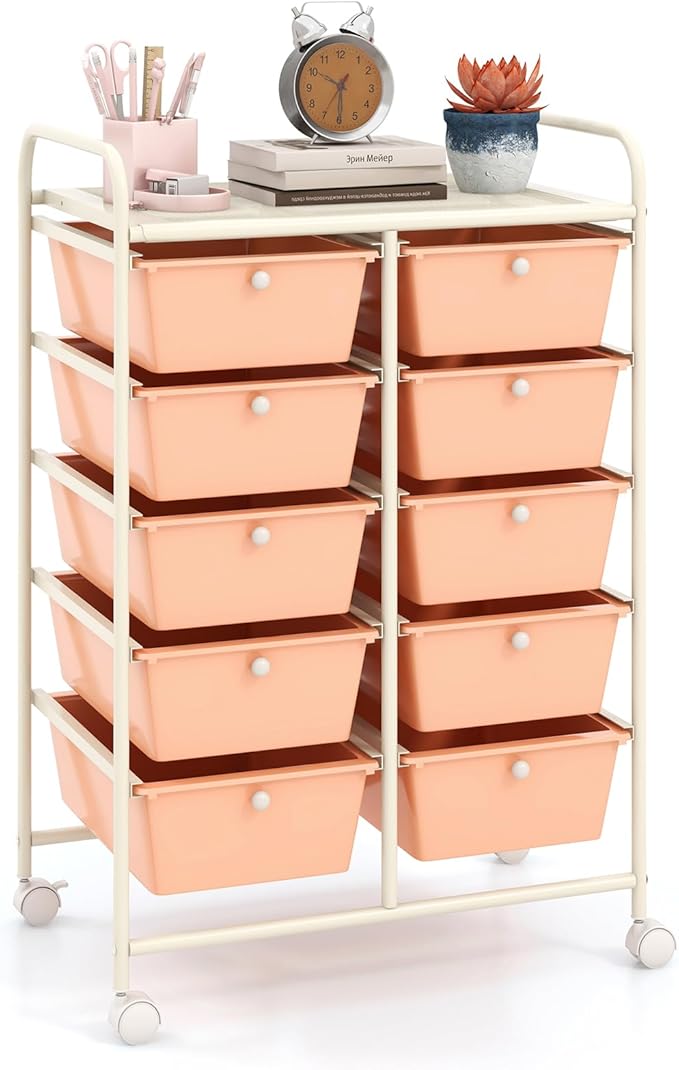 GOFLAME 10-Drawer Rolling Storage Cart, Art Craft Storage Organizer on Wheels by GOFLAME