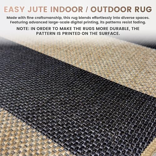 washable 2x6 striped modern easy jute runner indoor showing dimensions