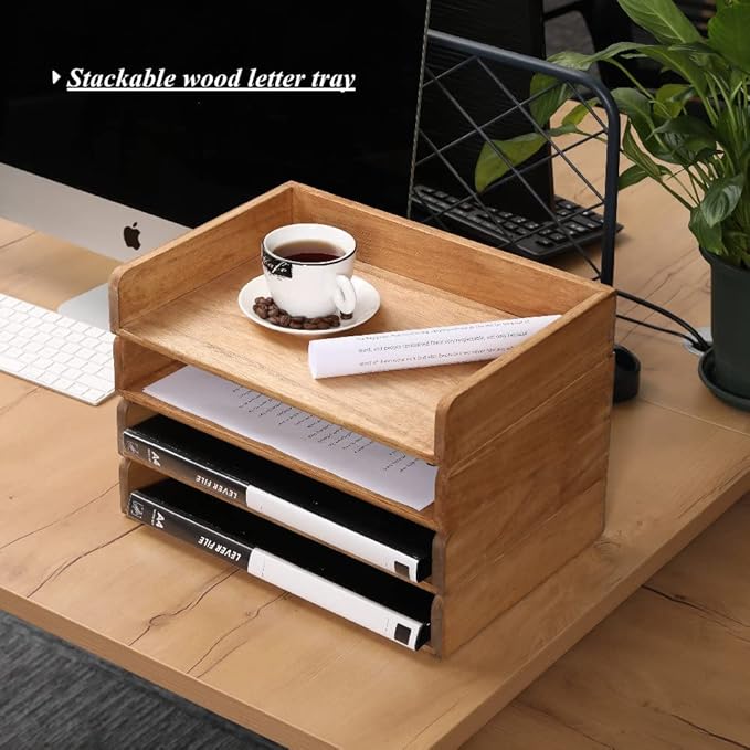 DDYURI Wood Stackable Paper Trays - Image 7