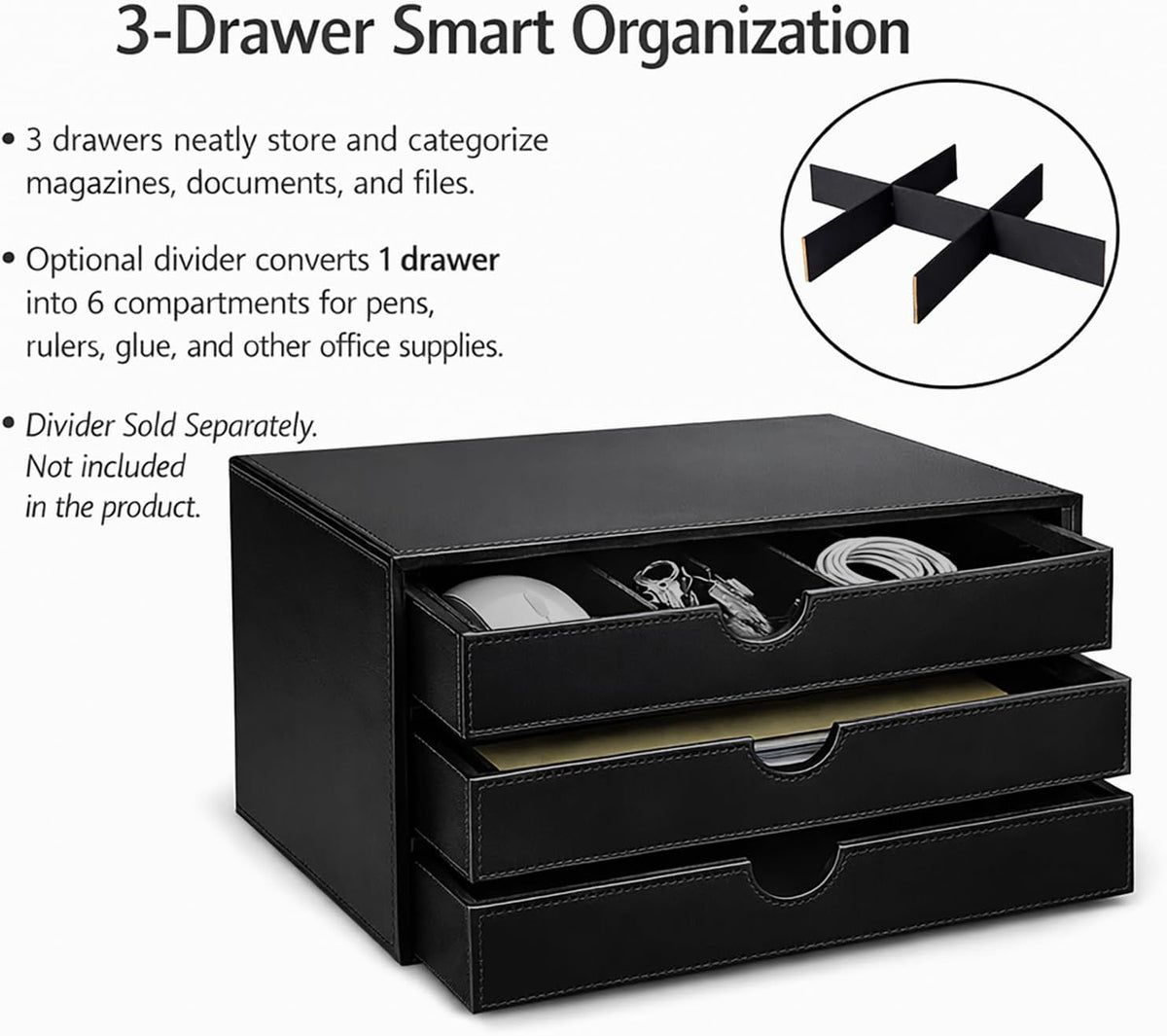 UnionBasic Document Organizer, 3-Drawer File Cabinet Document Storage Box, Of...