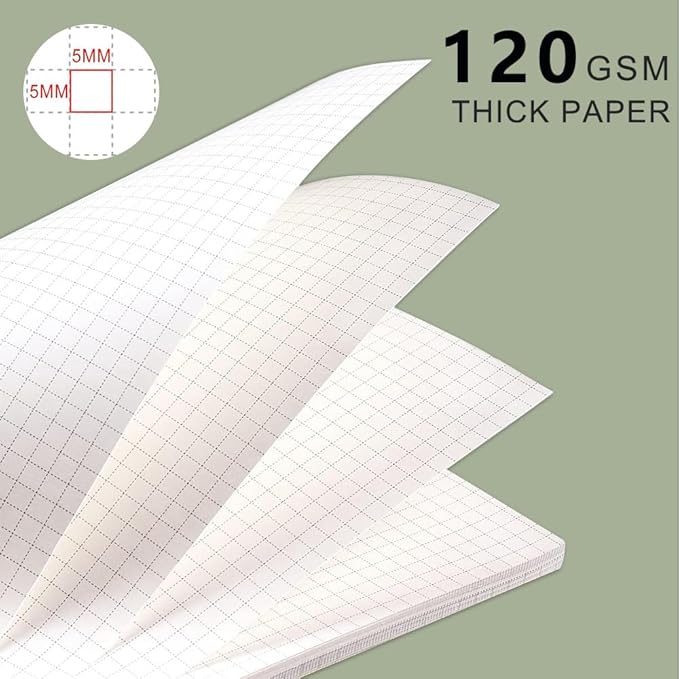 WRENBEN 3PCS Graph Grid 120GSM Thick Paper Spiral Notebooks - Image 3