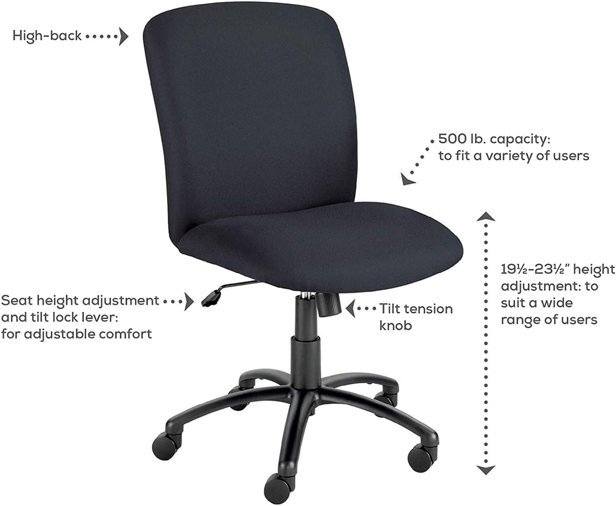 Safco High Back Big and Tall Swivel Desk Task Chair Adjustable Height and Rol...