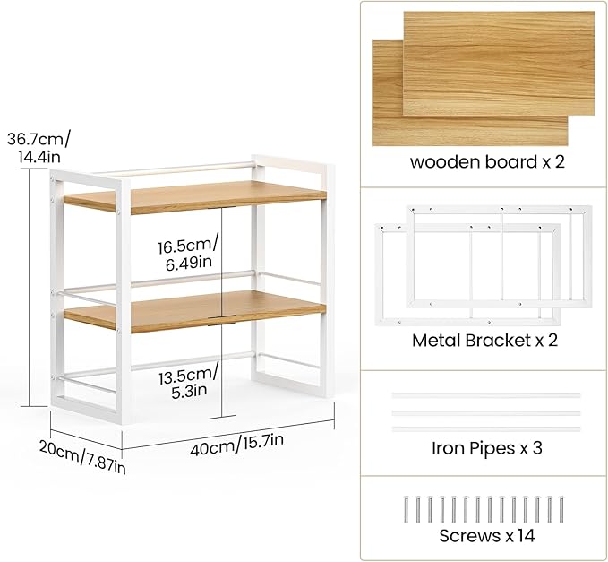 ART-GIFTREE Office Desk Shelf Organizer, Wood Desktop Bookshelf Supplies - Image 3
