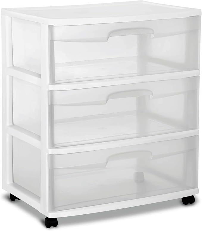 Wide 3 Drawer Cart White by Unknown