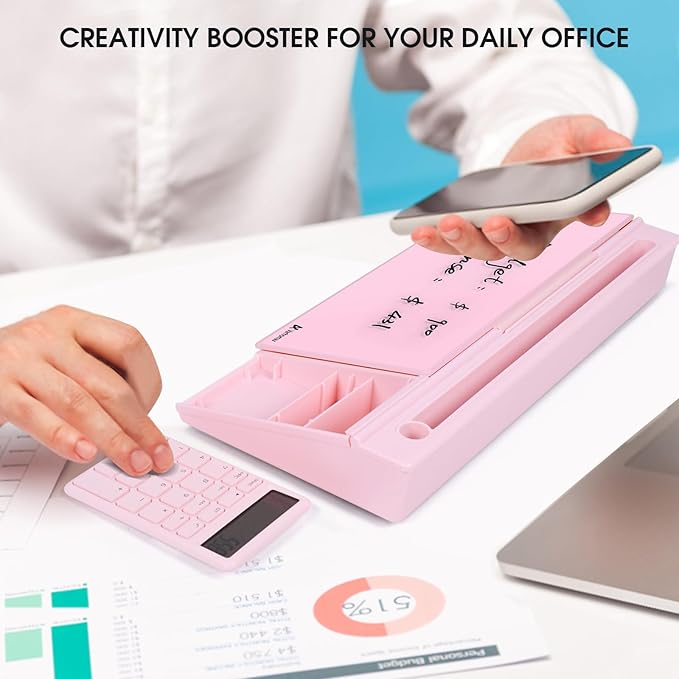 Varhomax Glass Desk Whiteboard Pink - Image 2